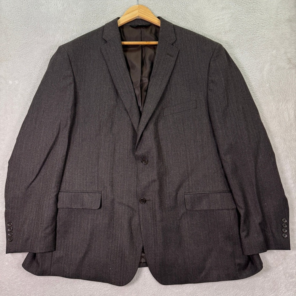 NEW Jos A Bank Mens 50L Brown Herringbone 100% Wool Tailored Fit Blazer Jacket